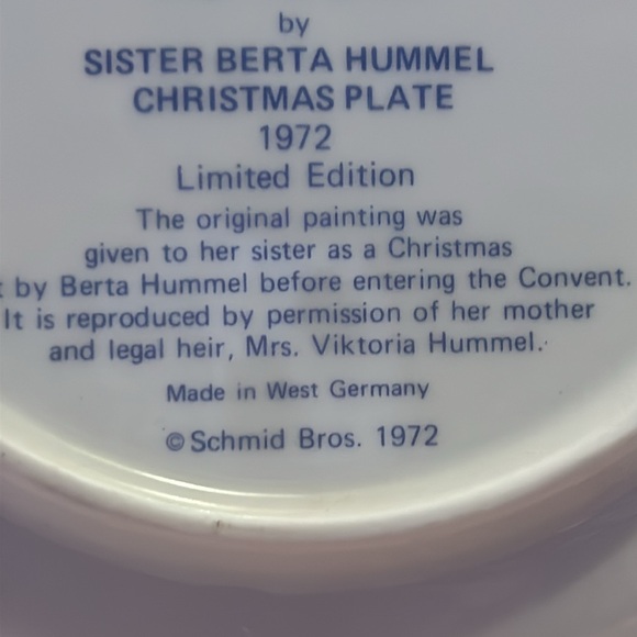 Hummel Christmas Plate Angel With Flute 1972 - Picture 5 of 5